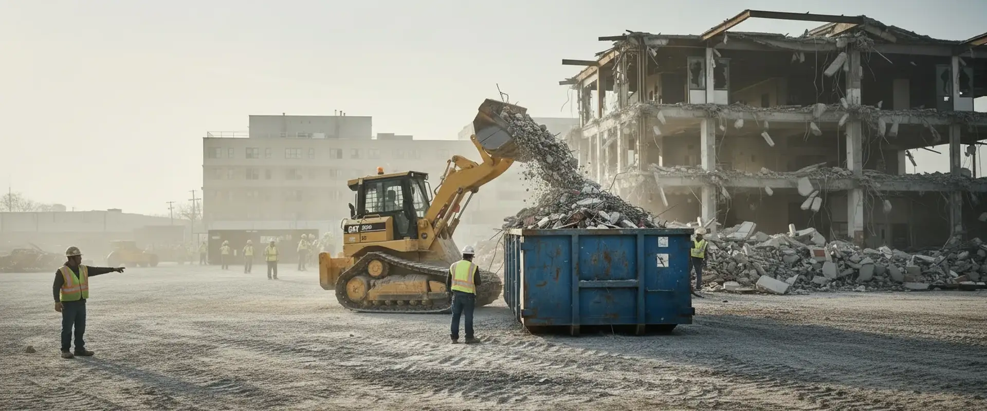 Barnes Demolition – demolition site at dusk in Wilmington NC